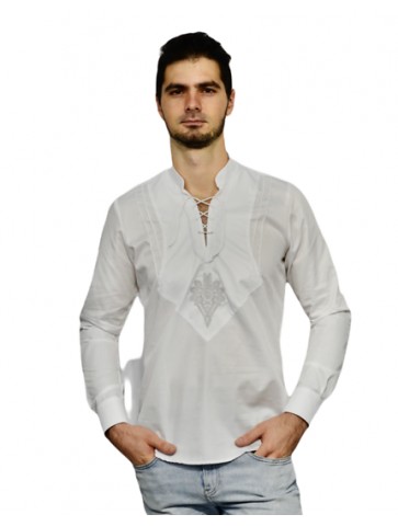 Biała koszula męska z parzenicą